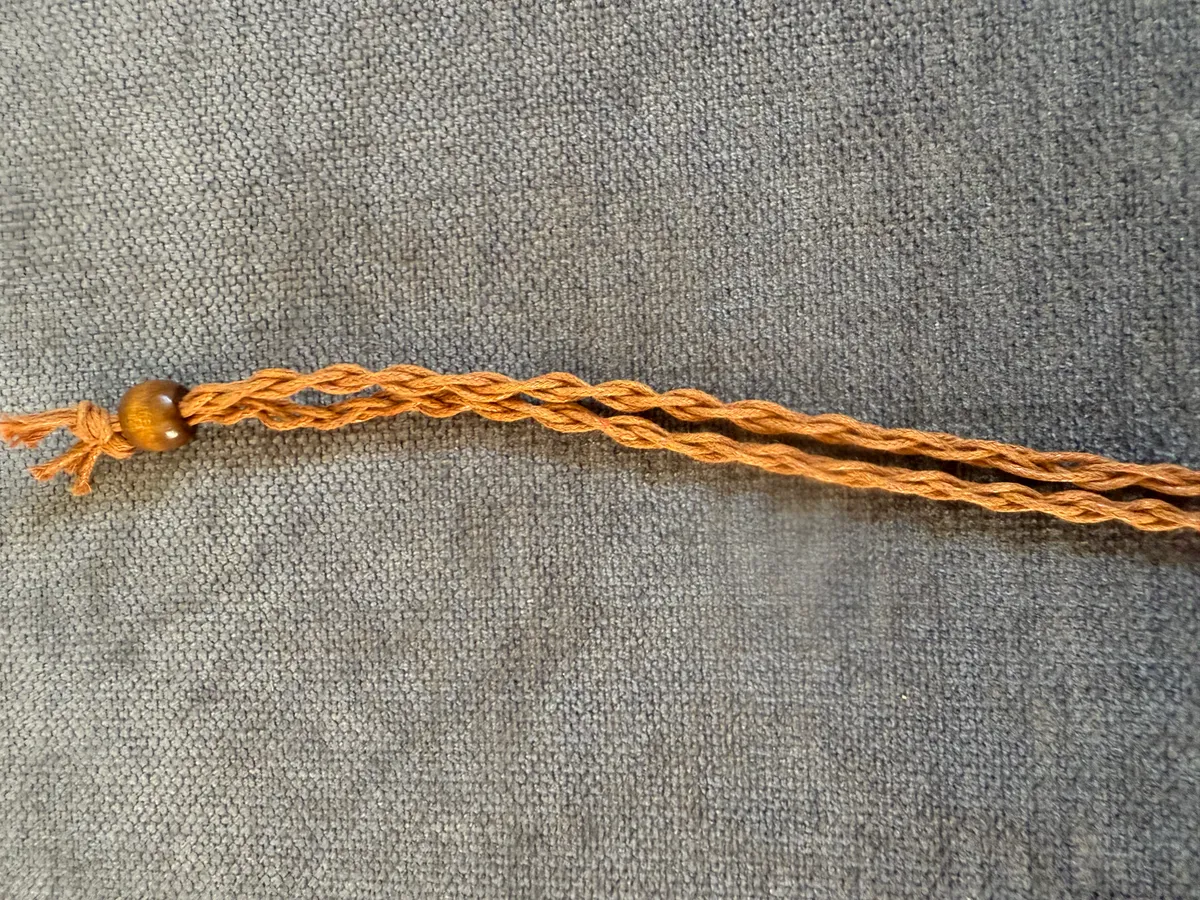 Cord (brown) necklace, adjustable, with recycled glass pendant