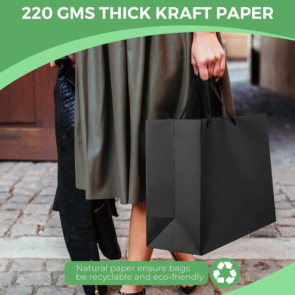Black Gift Bags With Handles: 16x6x12 Inch 6pcs