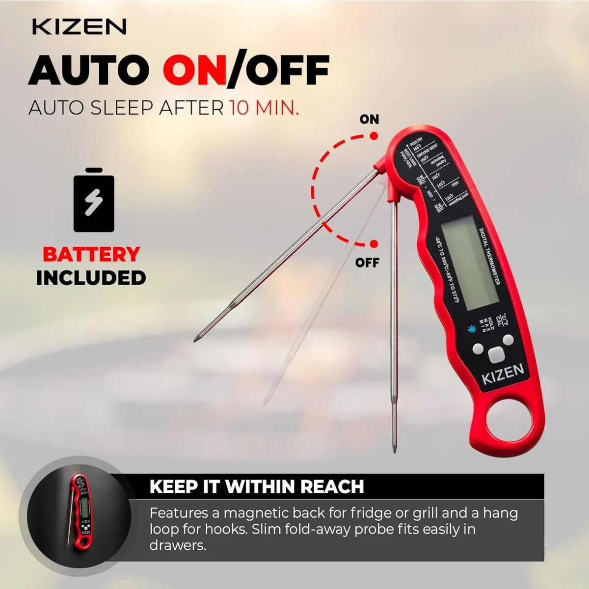 Instant Read Meat Thermometer Digital - Food Thermometer for Cooking