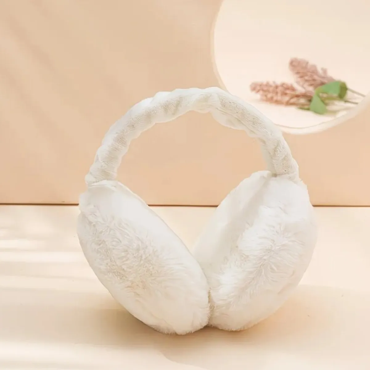 2pcs Women's Solid Color Foldable Earmuffs, Portable Fashion Plush Warm Earmuffs