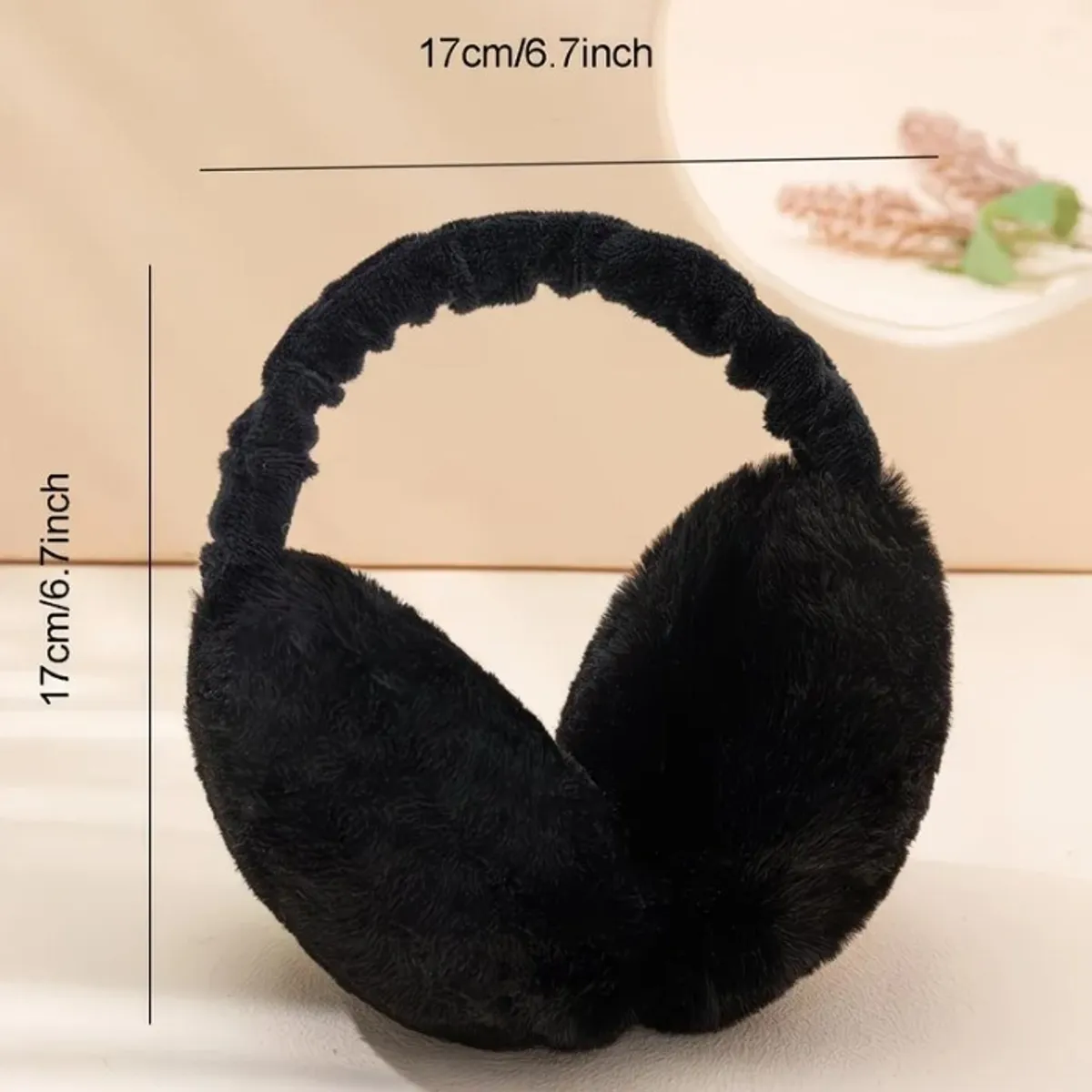2pcs Women's Solid Color Foldable Earmuffs, Portable Fashion Plush Warm Earmuffs