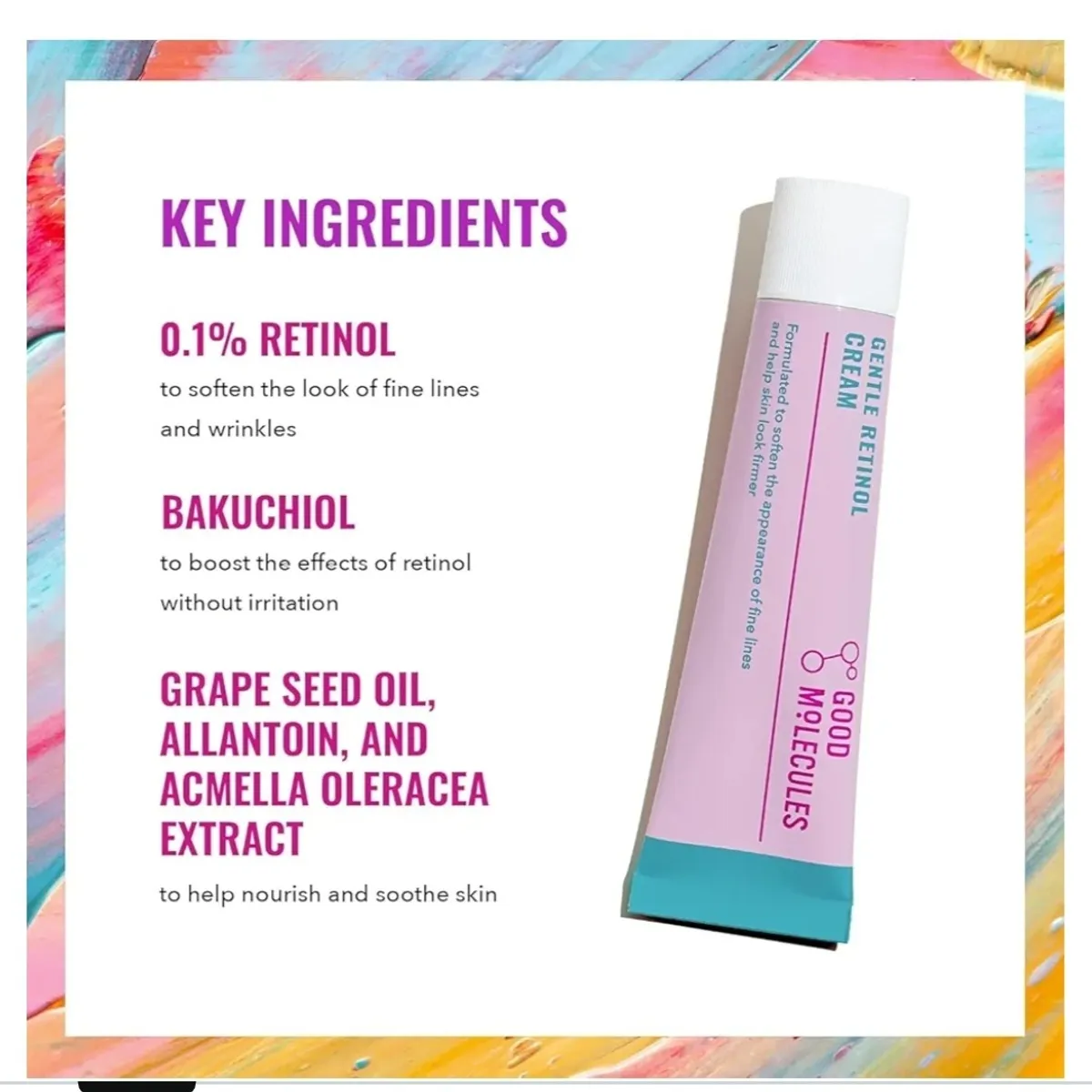 Good Molecules Gentle Retinol Cream - Retinol Night Cream to Minimize Appearance of Fine Lines & Wrinkles, Skin Tightening Recipe with Bakuchiol, Anti-Aging Skin Care For Face