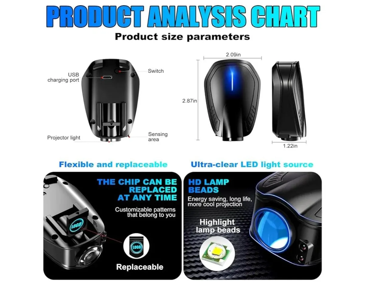 2Pcs Car Door Welcome Lights, Door Lights Ford Logo Projector Rechargeable, Car Door Projector Lights