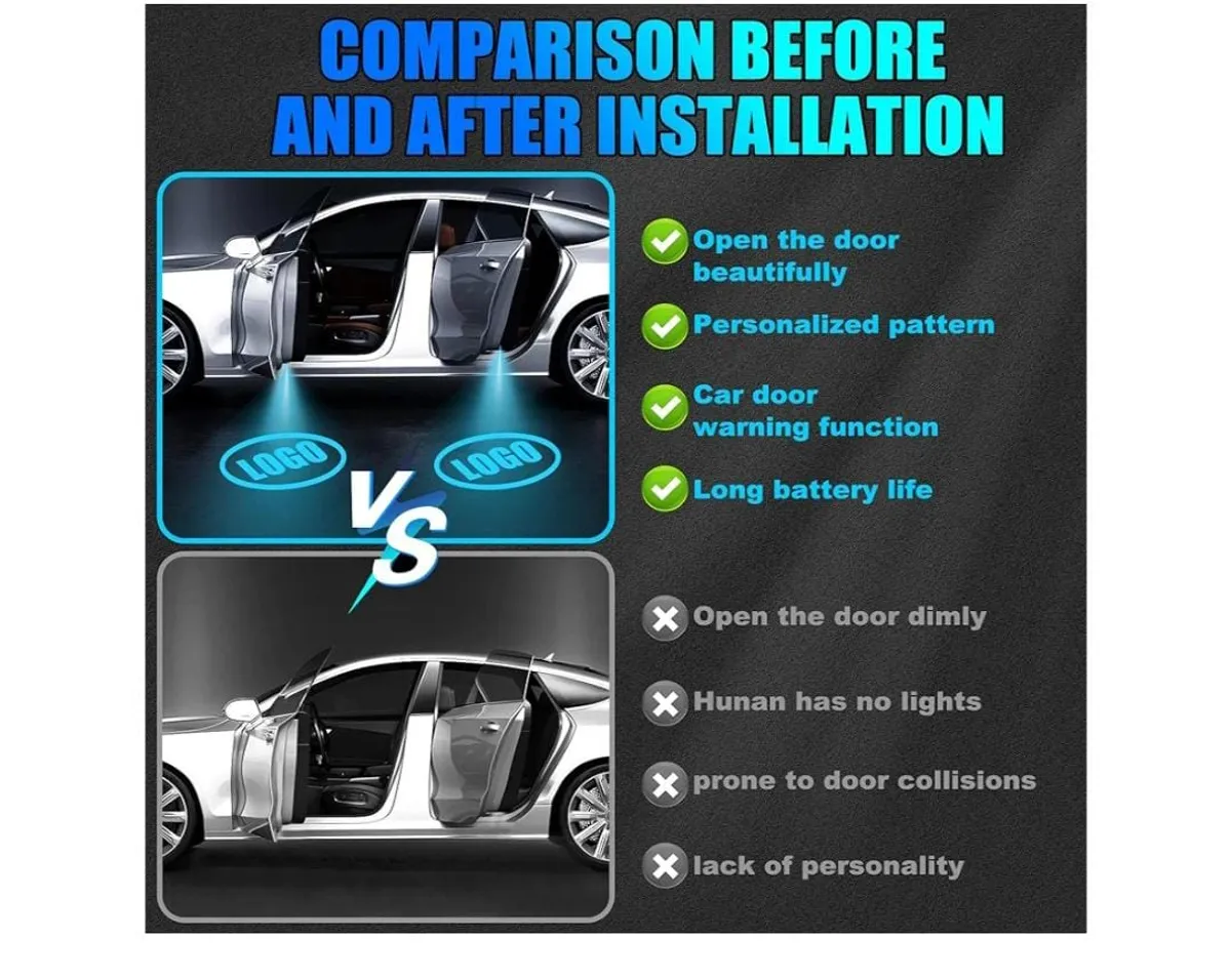 2Pcs Car Door Welcome Lights, Door Lights Ford Logo Projector Rechargeable, Car Door Projector Lights