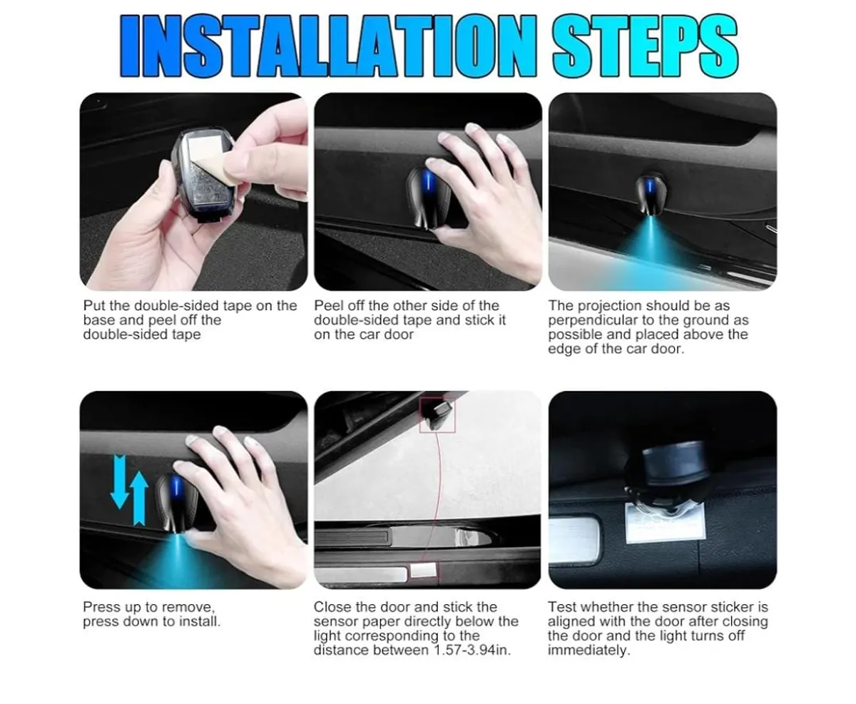 2Pcs Car Door Welcome Lights, Door Lights Ford Logo Projector Rechargeable, Car Door Projector Lights
