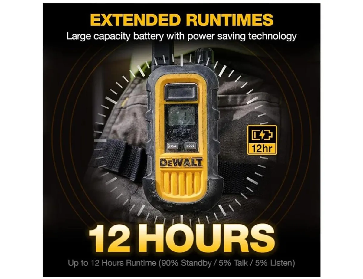 DEWALT 
2 Pack DXFRS300 FRS Walkie Talkies Long Range 2 Way Radio, 1 Watt, Waterproof & Rechargeable