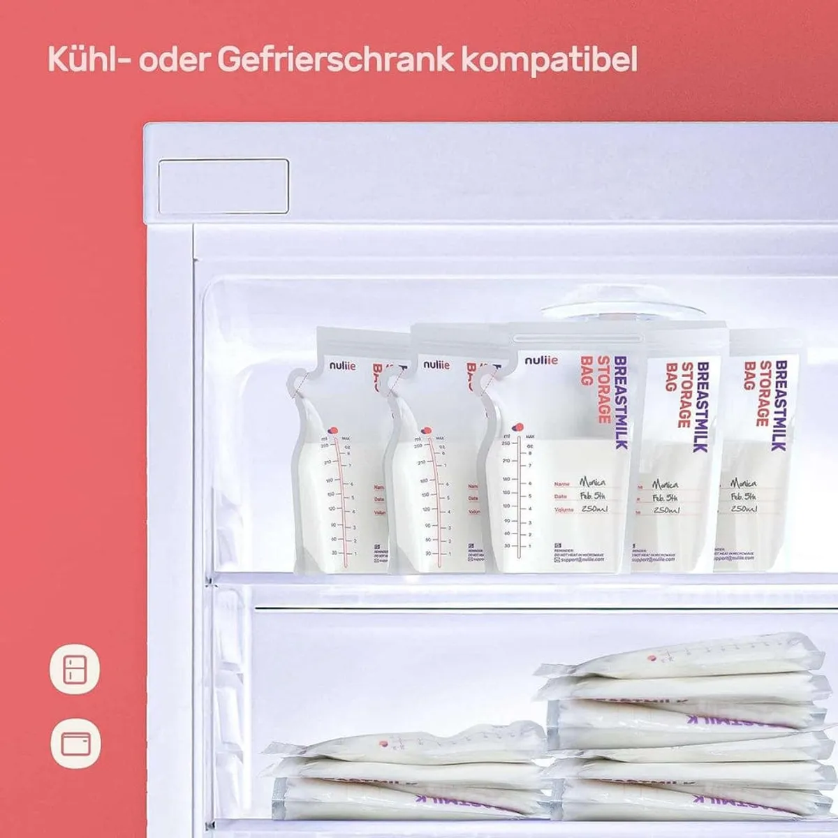 NuliiePack of 120 Breast Milk Storage Bags, 250 ml