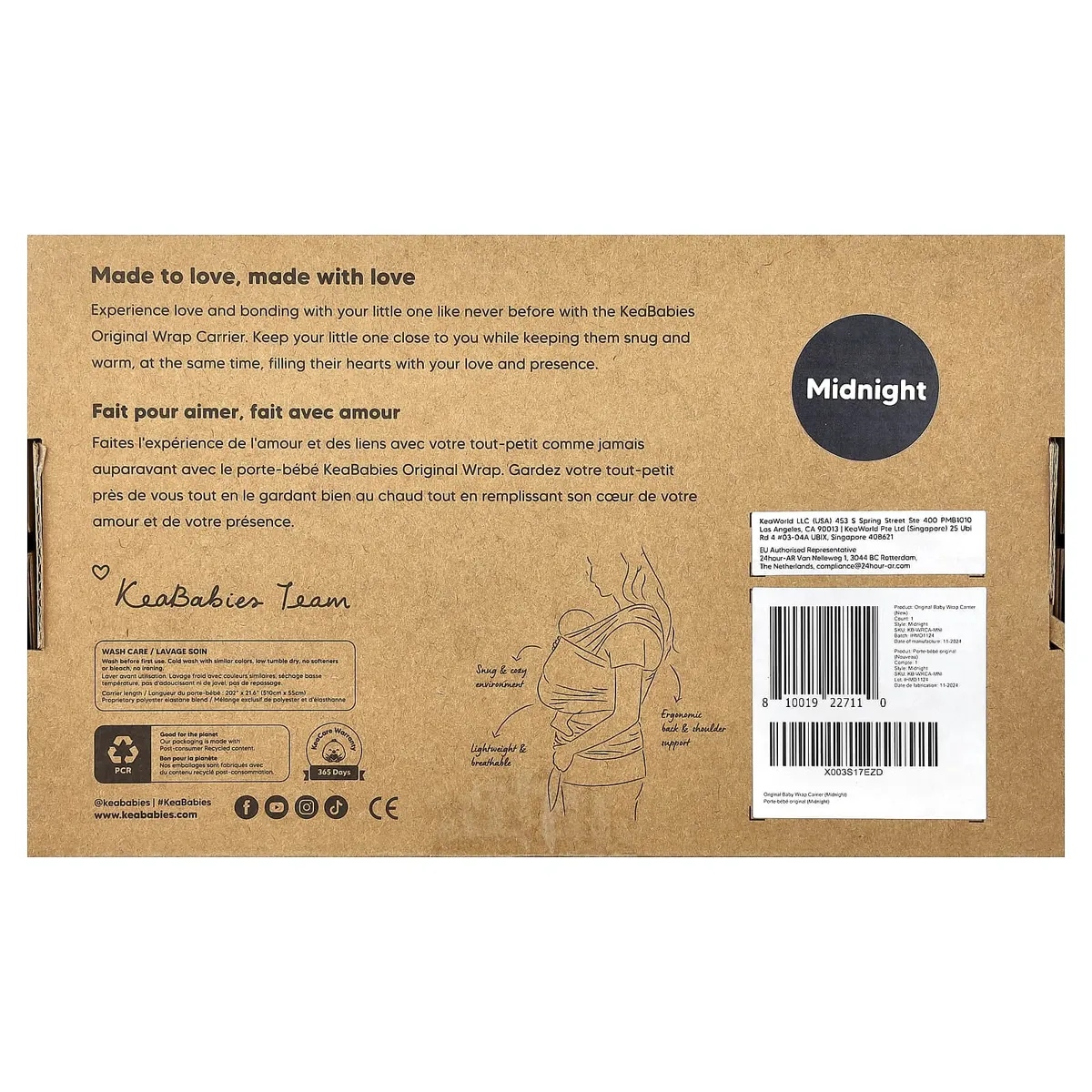 KeaBabies Original Baby Wrap Carrier, For Babies 0-36 Months