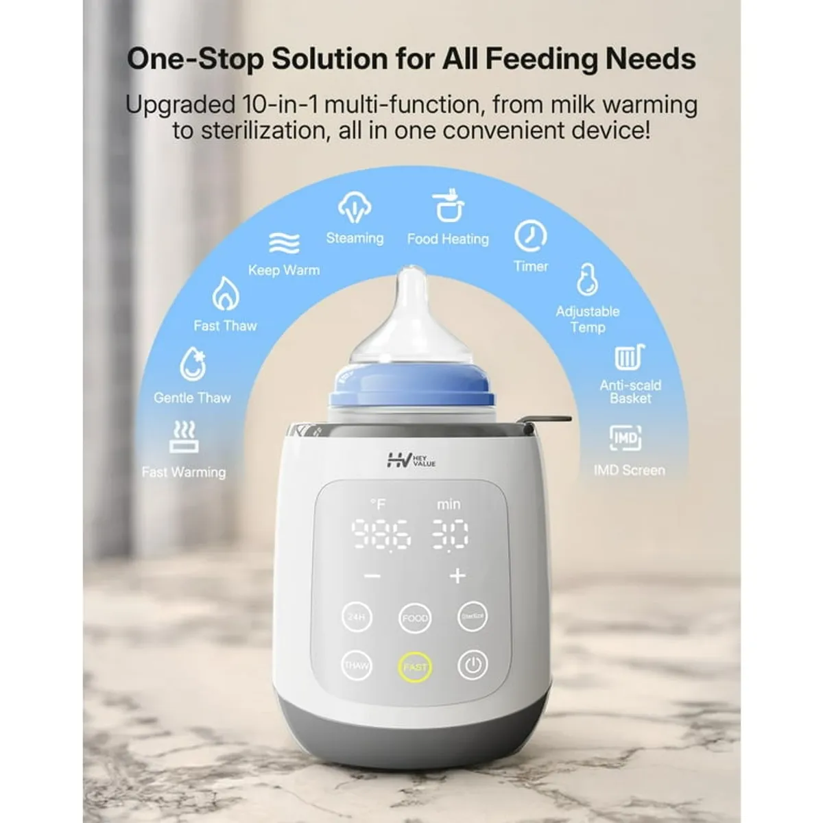 HEYVALUE  10-in-1  Grey Bottle Warmer