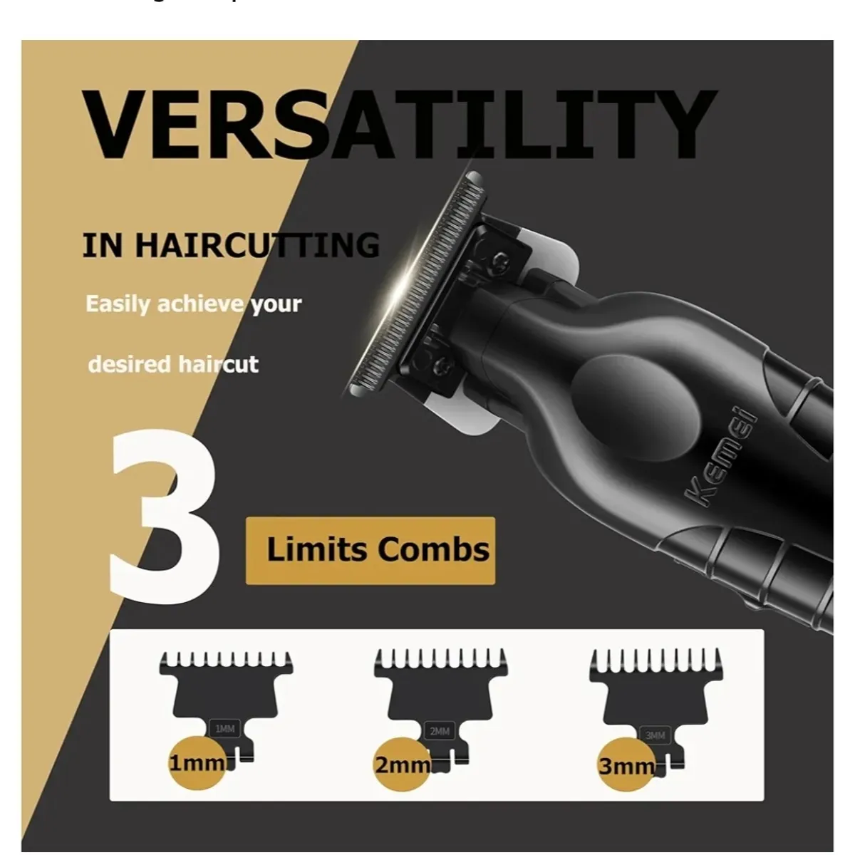 KEMEI 2299 Professional Hair/Beard Trimmer for Men, Zero Gapped Hair Clippers for Barbers, Cordless