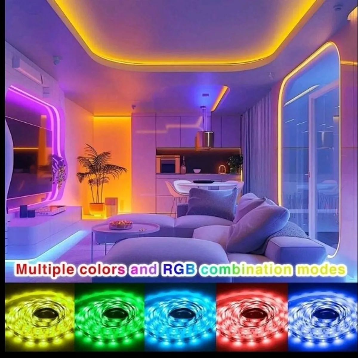 1pk 50ft-15M Led Strip Lights Color Change, With App And 44 Key Remote