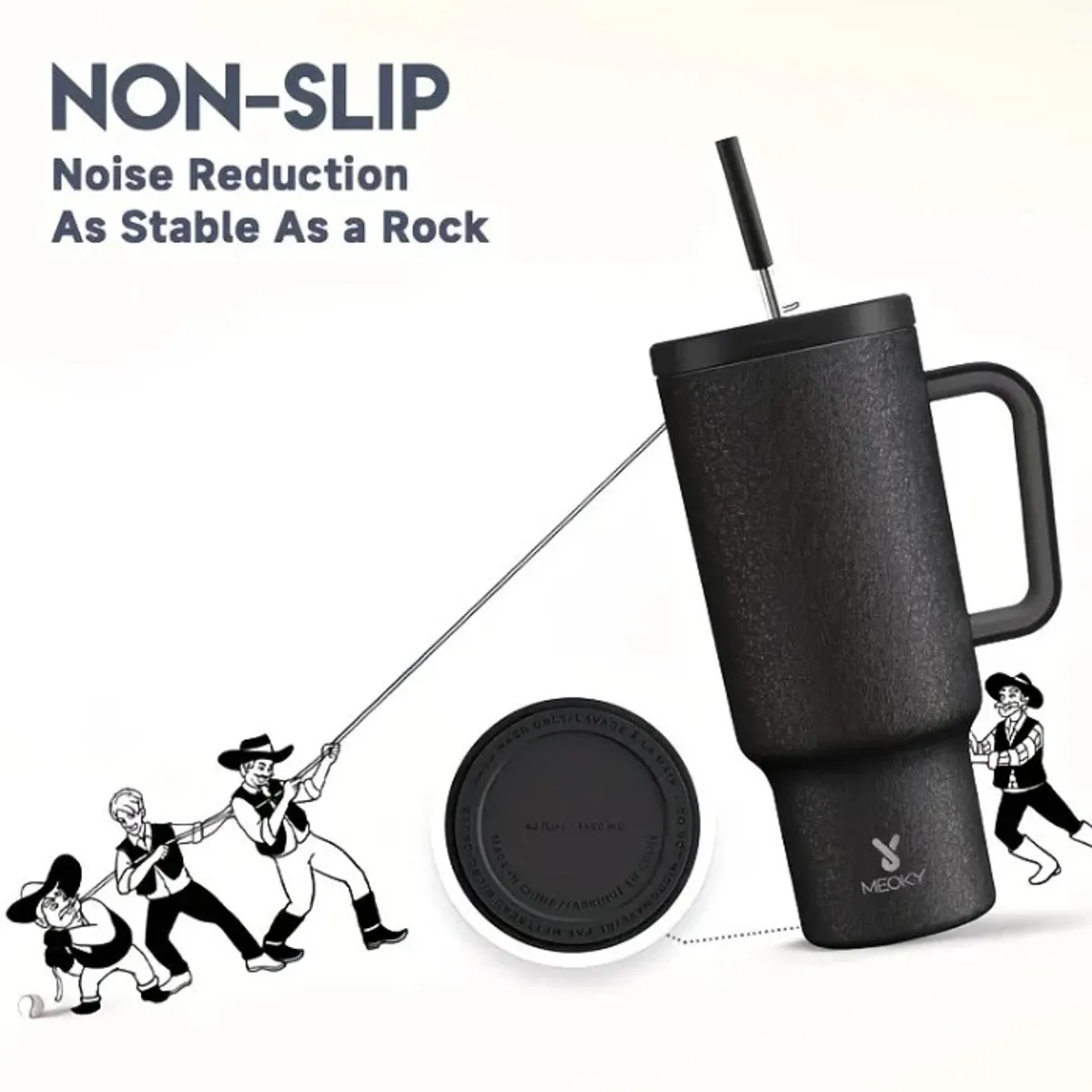 Meoky 40oz Stainless Steel Tumbler with Lid & Straw