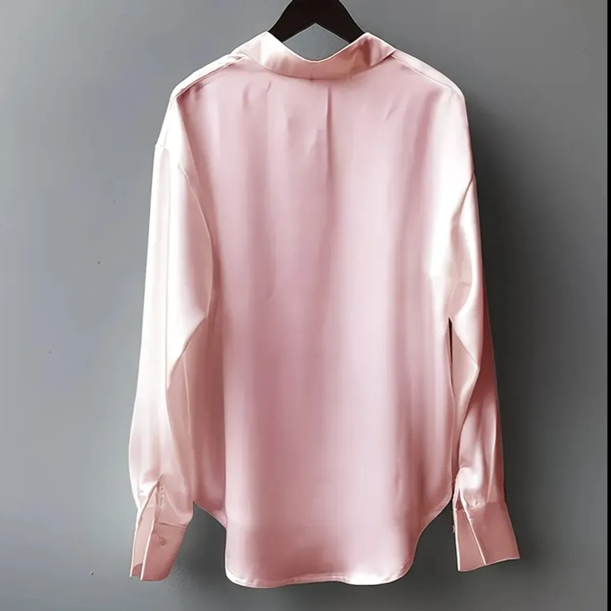 Women's Pink Long-sleeve Casual Loose Shirt for Spring and Summer - Size L