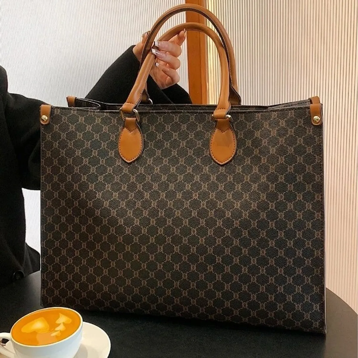 Women's Brown Dedoo Fashionable Printed Tote Handbag
