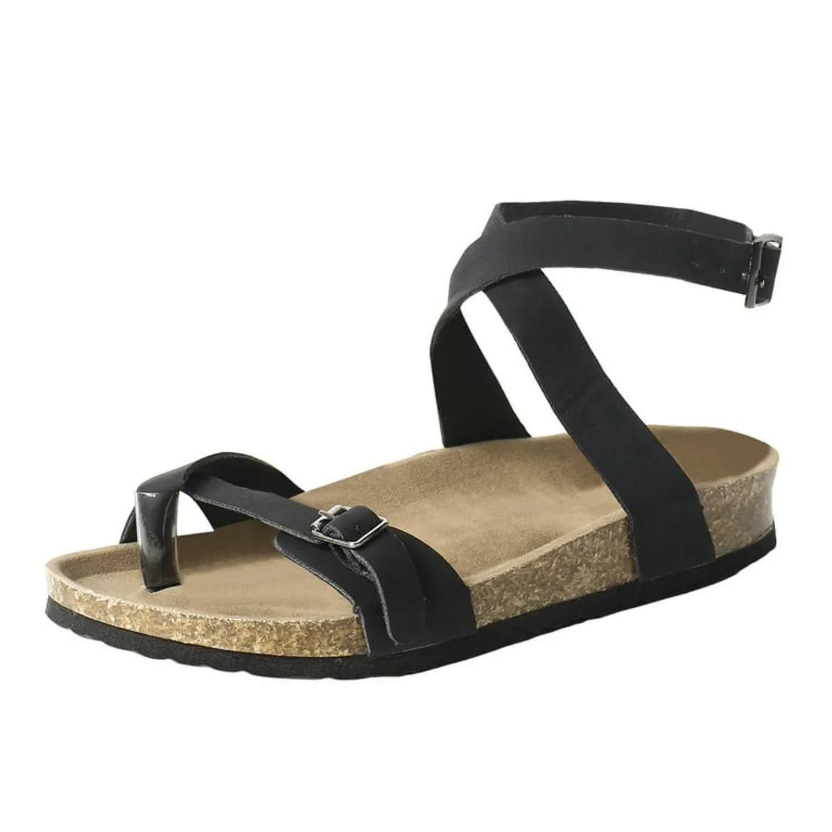 Women's Flat Retro Style Sandals With Adjustable Buckle
