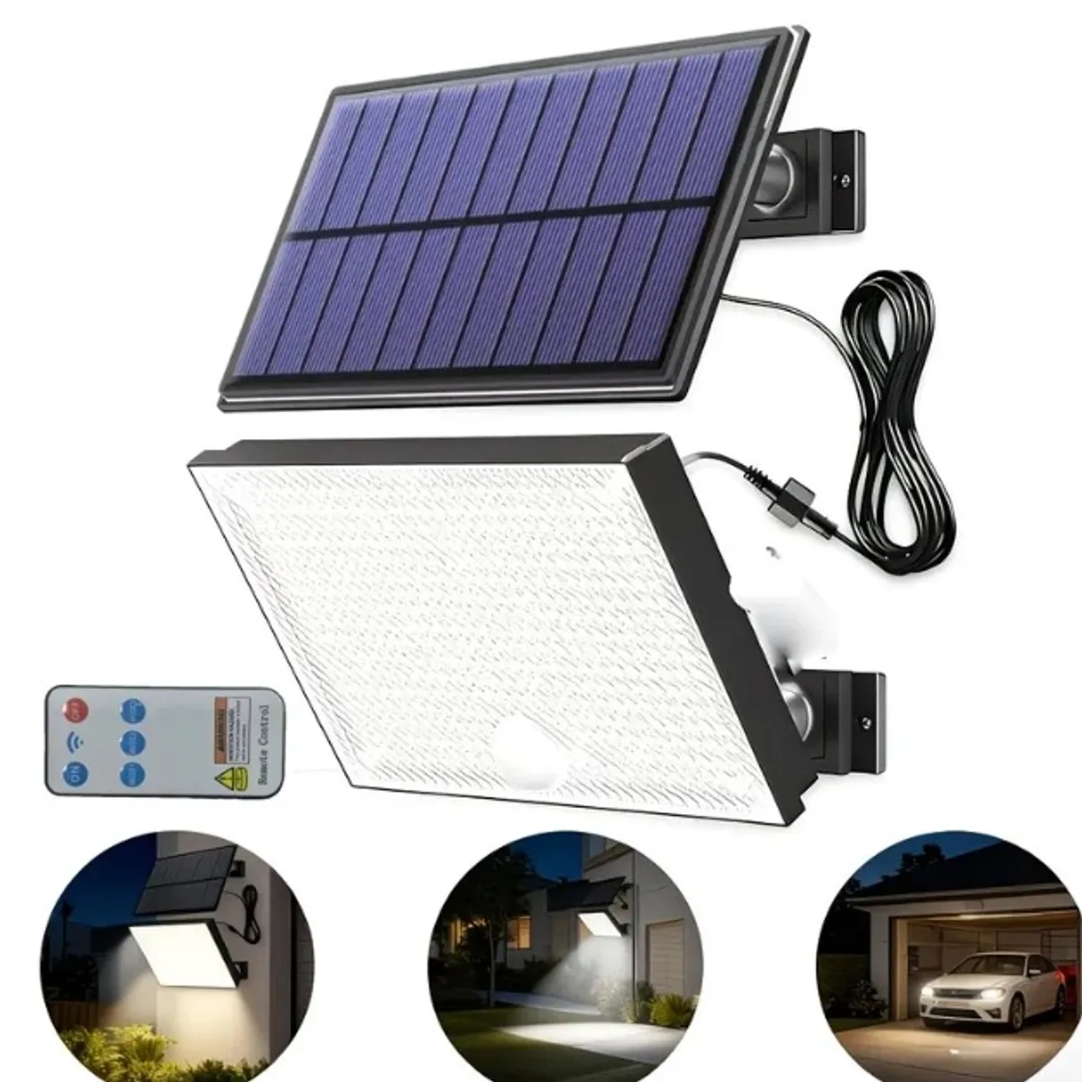 Solar-Powered Outdoor Light, IP54 Solar Floodlight, Three-Mode Remote-Controlled Motion-Sensing Outdoor Light,