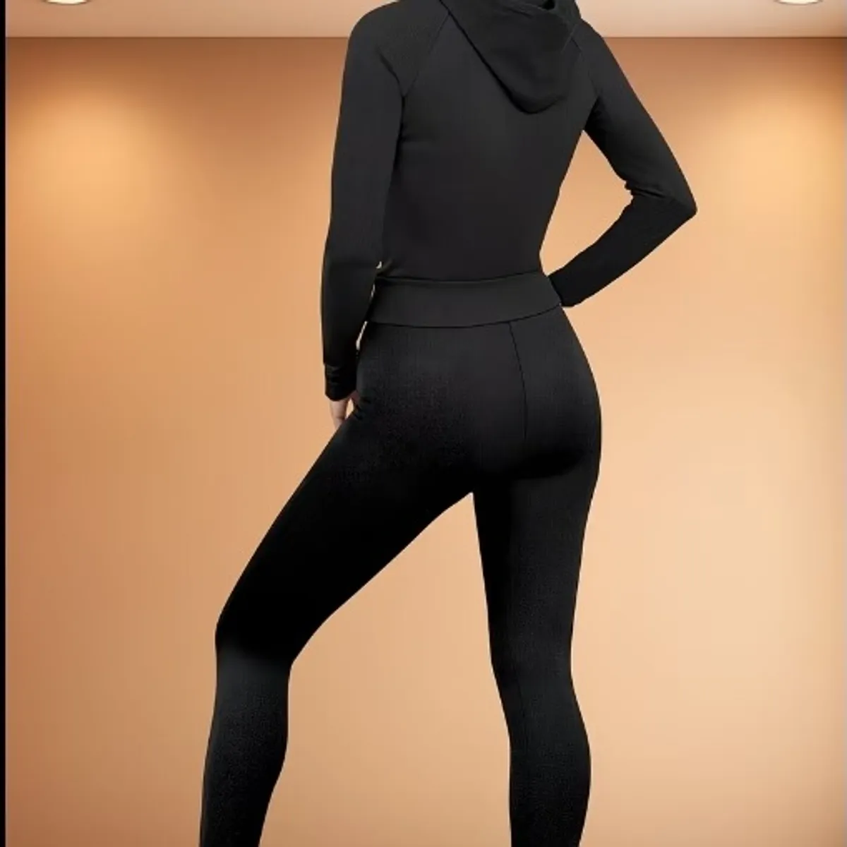 Women's  Black 2pcs Sweatsuits Set -Size L