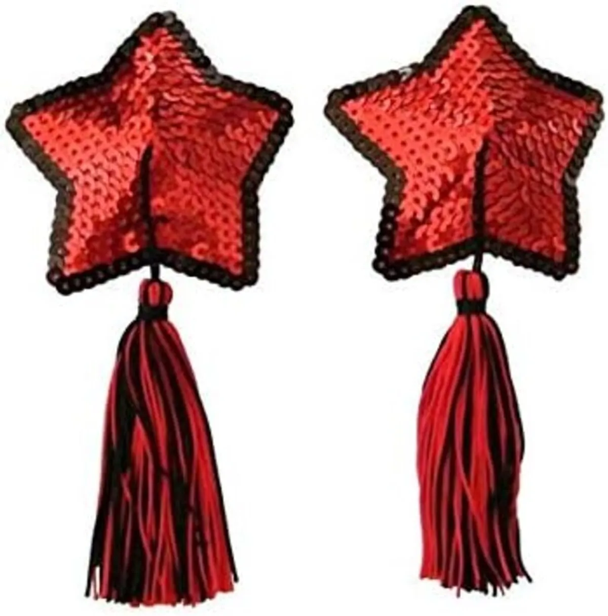 Star Shaped Red & Black Nipple Pastie Bra Sequined