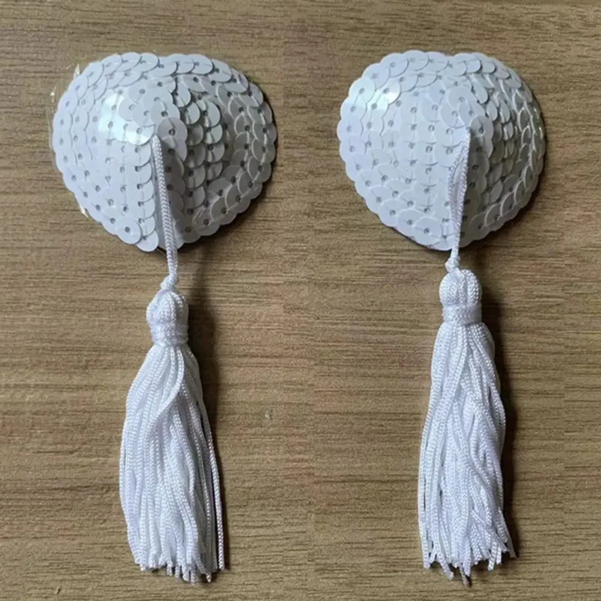 Heart Shaped White Nipple Pastie Bra Sequined