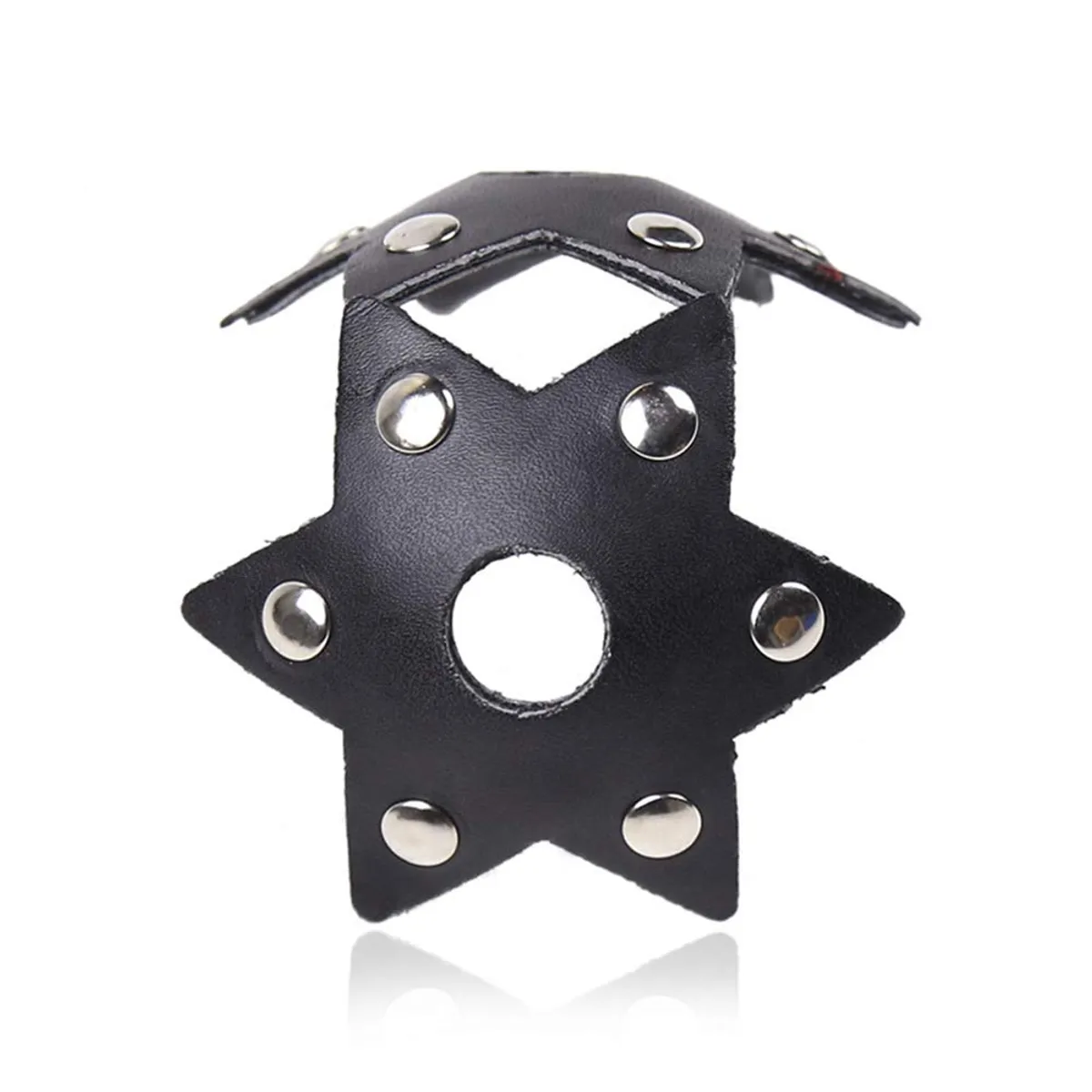 Star Shaped Black Leather Nipple Pastie Bra stud