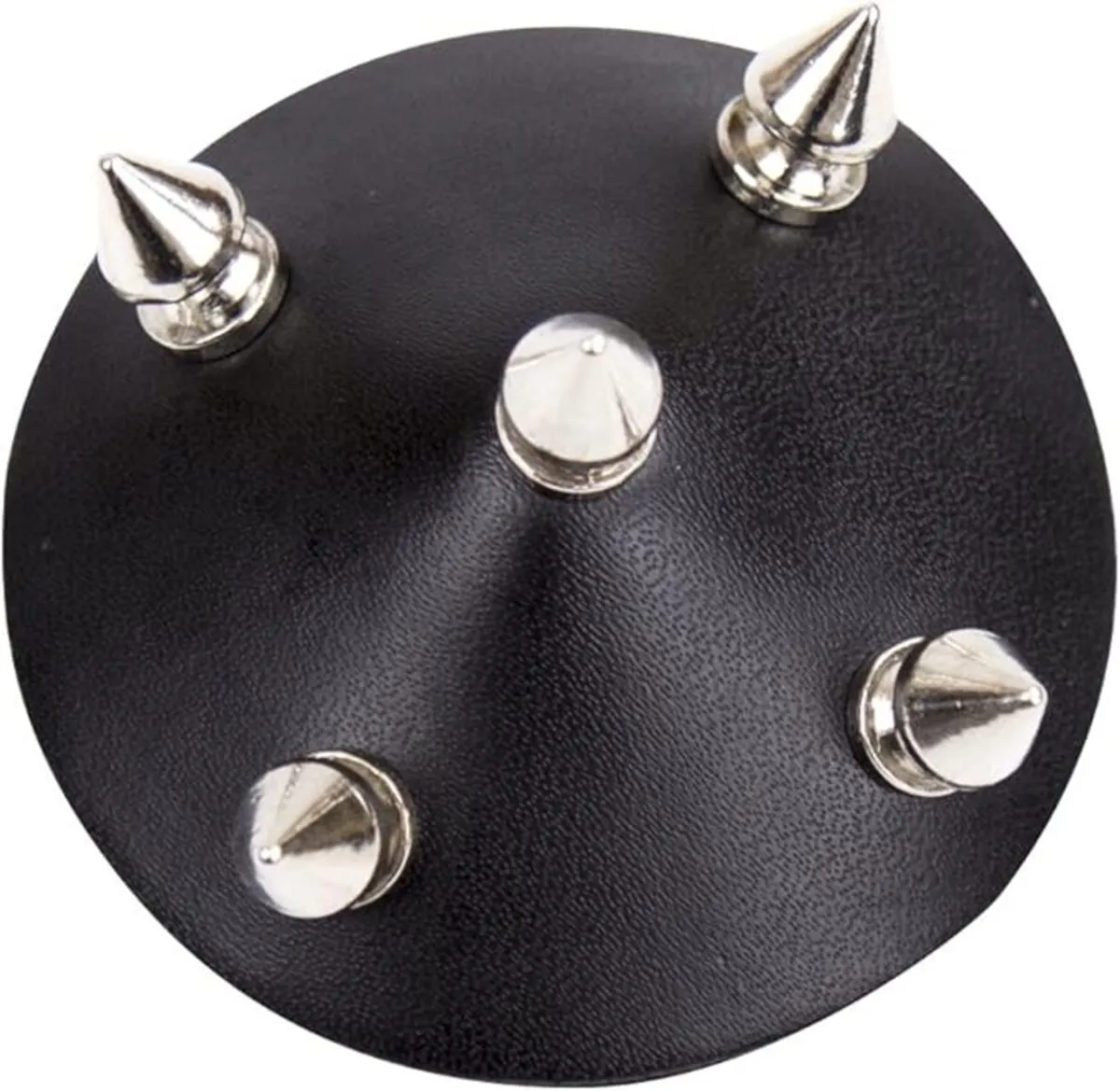 Cirlce Shaped Black Leather Studded Nipple Pastie Bra