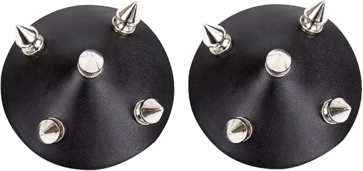 Cirlce Shaped Black Leather Studded Nipple Pastie Bra