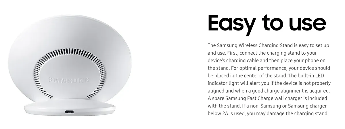 Samsung EPNG930BWUGCA Wireless Charger Stand White
