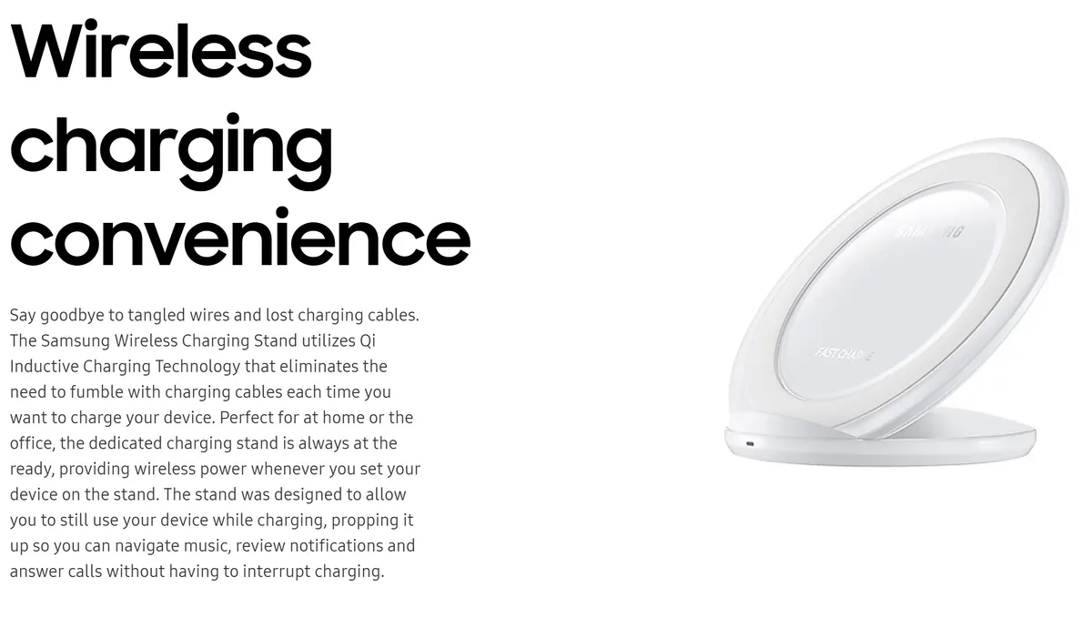 Samsung EPNG930BWUGCA Wireless Charger Stand White
