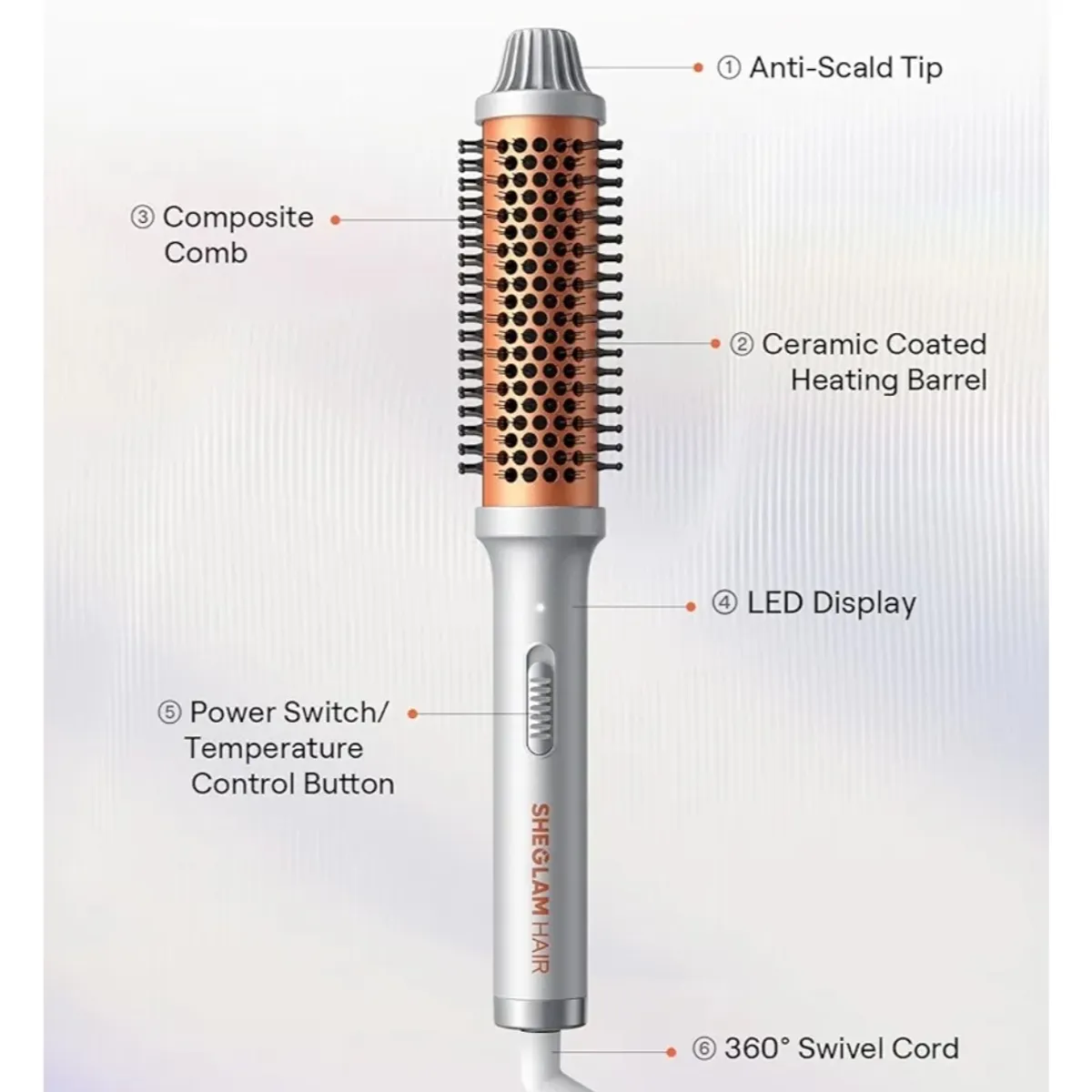 SHEGLAM Hair It-Curl Thermal Blowout Brush 1.5 inch Hair Curling Volumizing Hot Brush Hair Root Volume & Loose Curls