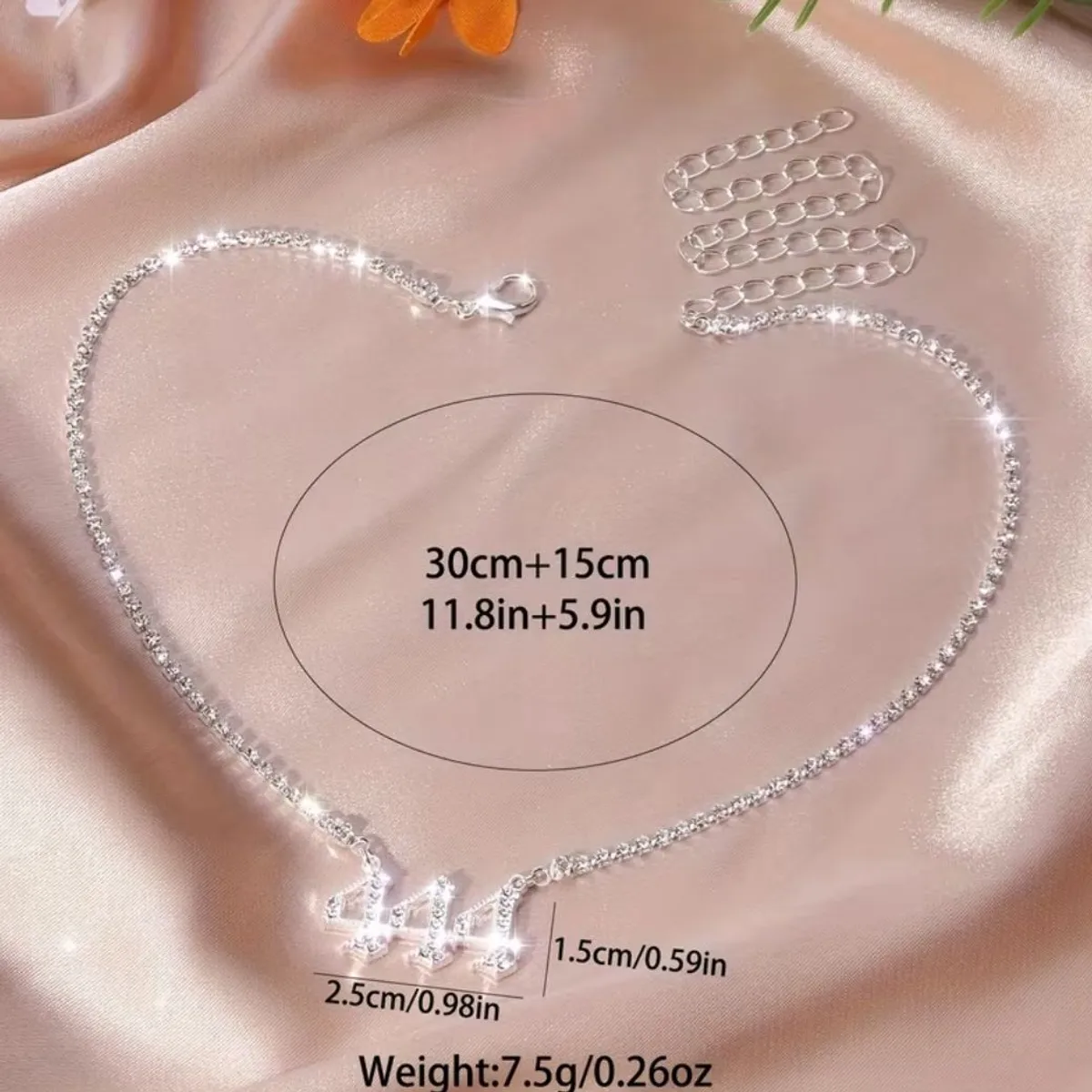444 Angel Number Rhinestone Necklace