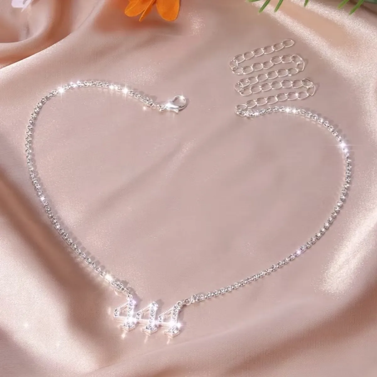 444 Angel Number Rhinestone Necklace