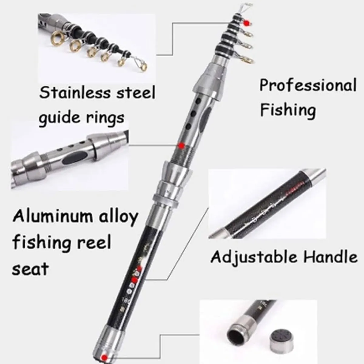 Professional Stainless Steel/Carbon Fiber Fishing Rod 1.5-2.4M