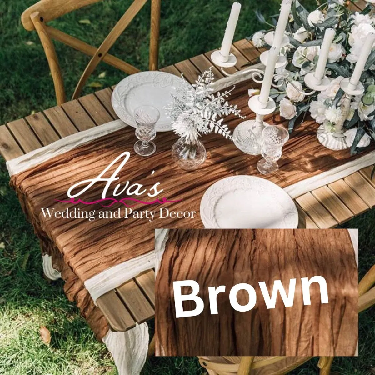 1 Pack Cheesecloth Table Runner  -Brown