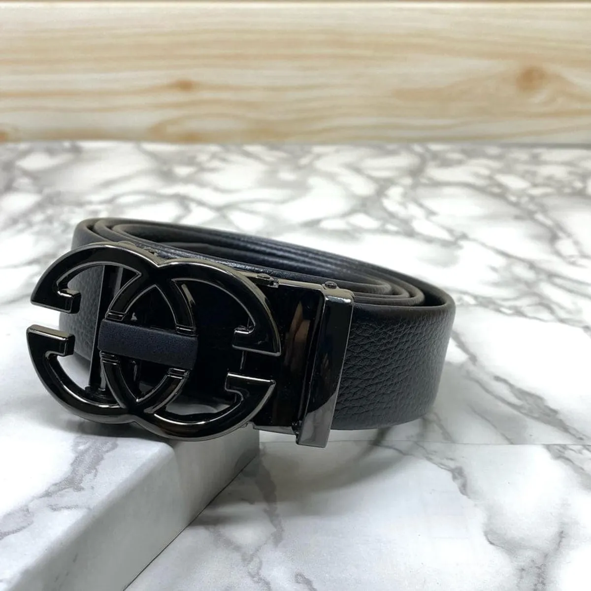 Two Tune Black Premium Quality Adjustable Belt For Men-Unique And Classy - 125 Cm