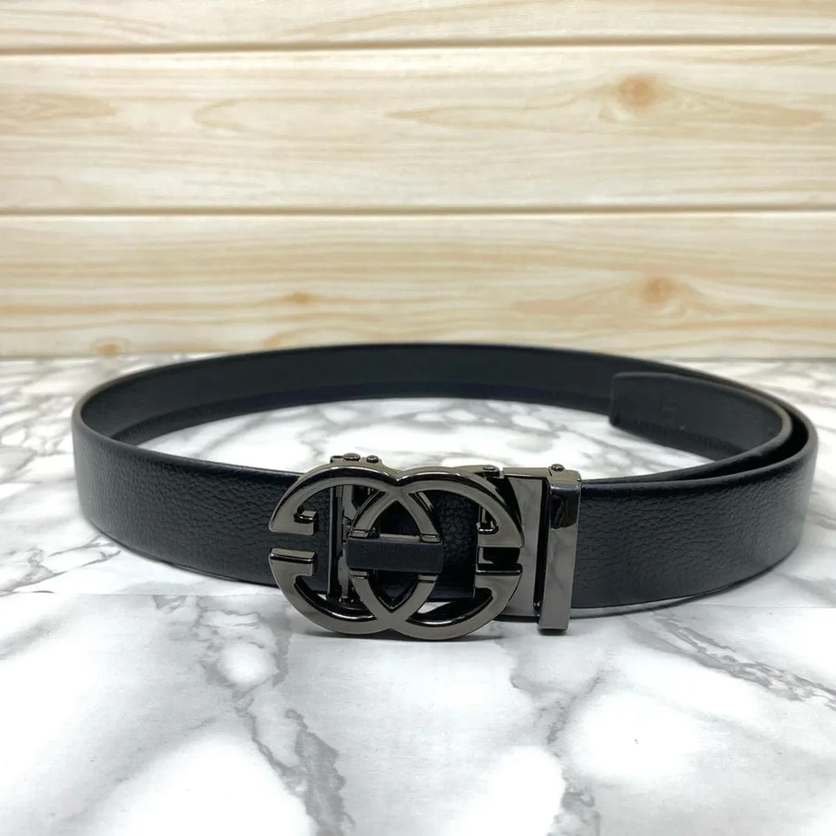 Two Tune Black Premium Quality Adjustable Belt For Men-Unique And Classy - 125 Cm