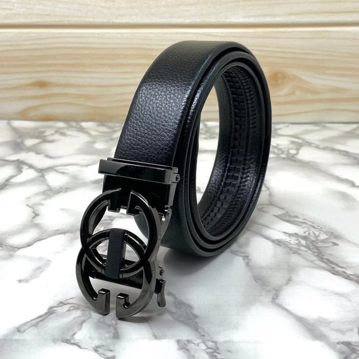 Two Tune Black Premium Quality Adjustable Belt For Men-Unique And Classy - 125 Cm
