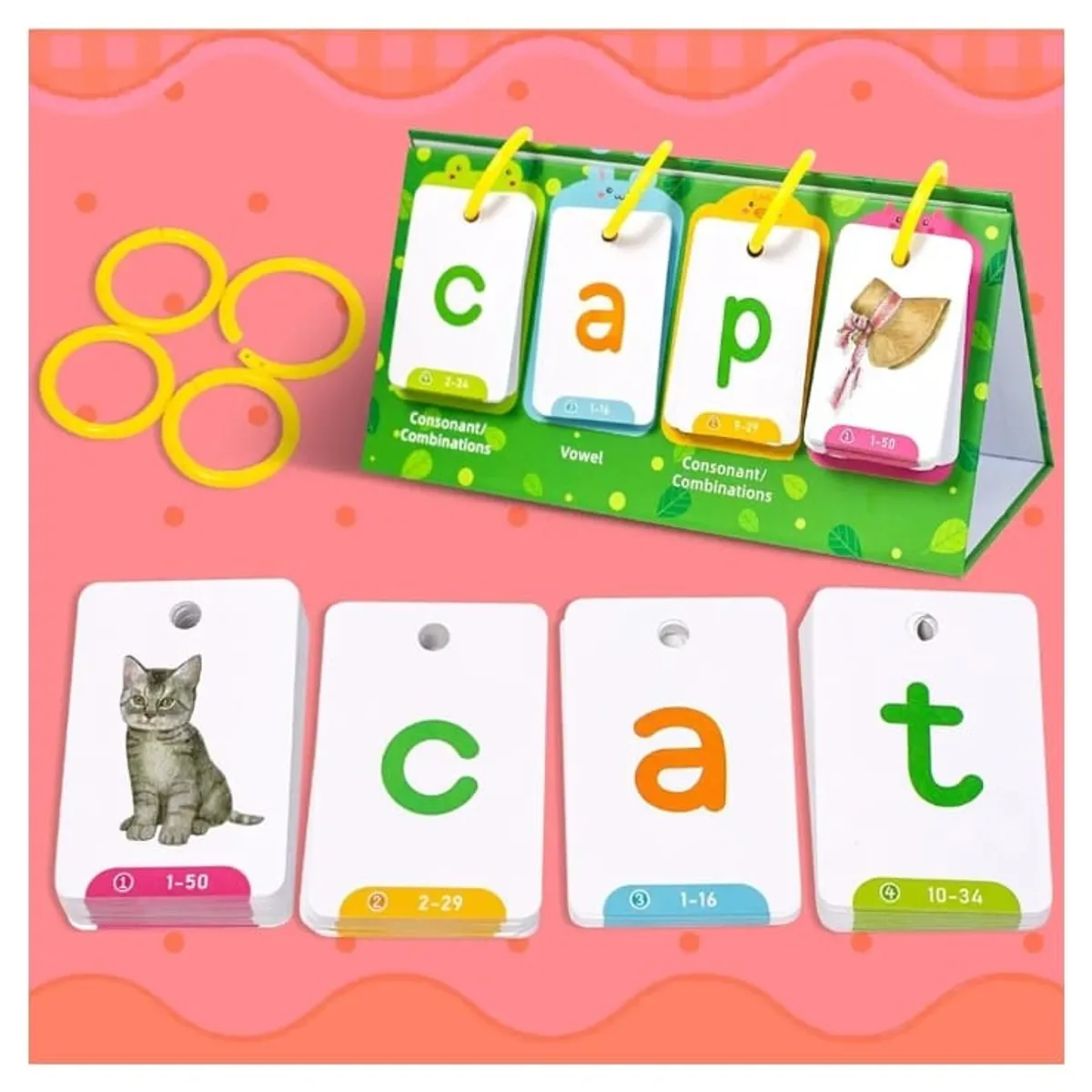 Word Flip Chart, 100 CVC Words Builder Game, Phonics Flash Cards, Sight Words Games Activity