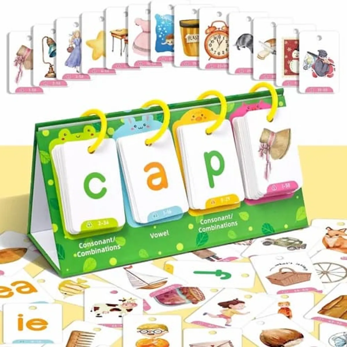 Word Flip Chart, 100 CVC Words Builder Game, Phonics Flash Cards, Sight Words Games Activity