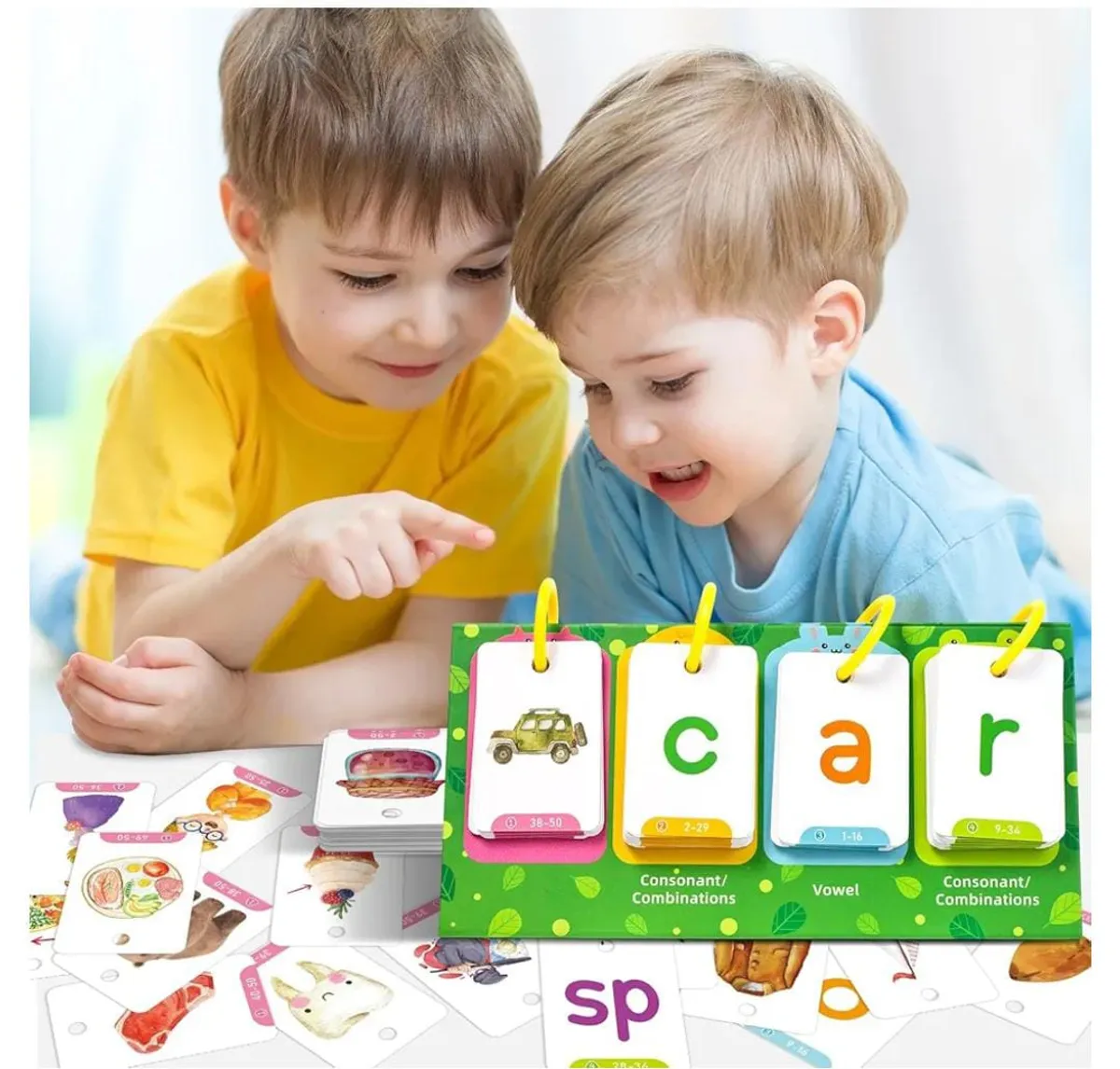Word Flip Chart, 100 CVC Words Builder Game, Phonics Flash Cards, Sight Words Games Activity