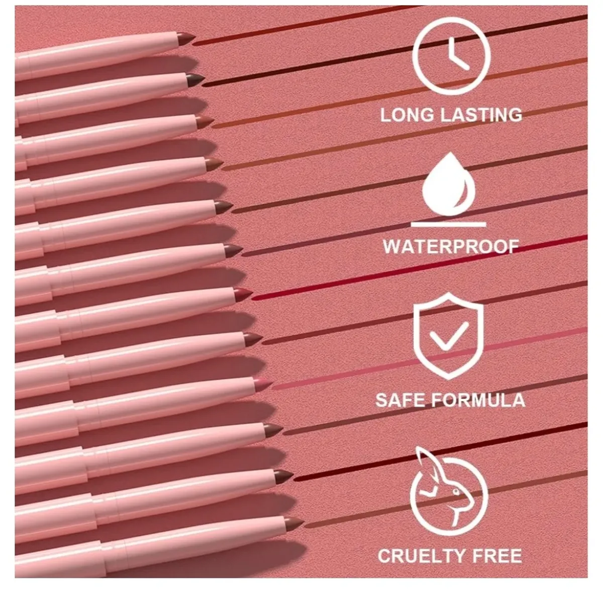 6 Colors Retractable Lip Liner Kit for Define & Sculpting Lips Shades, Long Lasting Waterproof High Pigment Matte Finish Creamy Texture Lip Liner Pencil Set for Women, #01