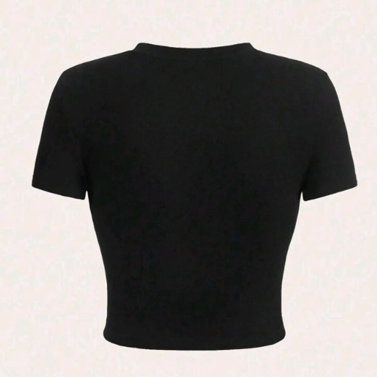 Women's Black"Cute But Psycho" Graphic Round Neck Short Sleeve Cropped Top-Size XS