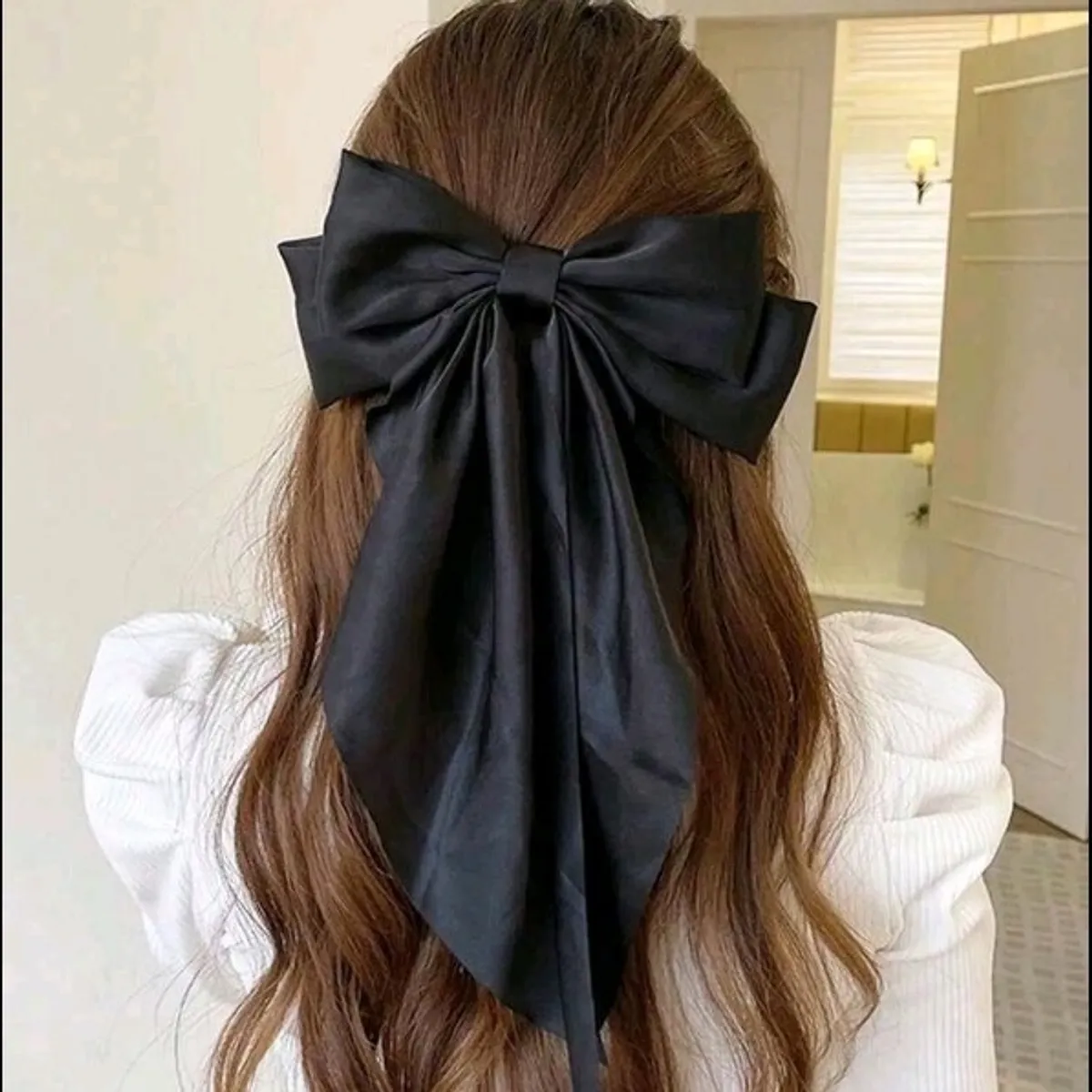 10pcs Random Color Silk Ribbon Bow Hair Clips