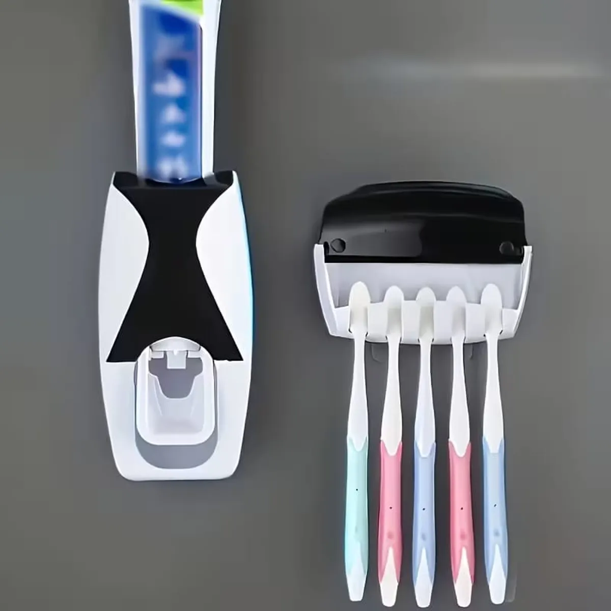 1Pcs Wall-Mounted Toothbrush Holder And Toothpaste Squeezer Set