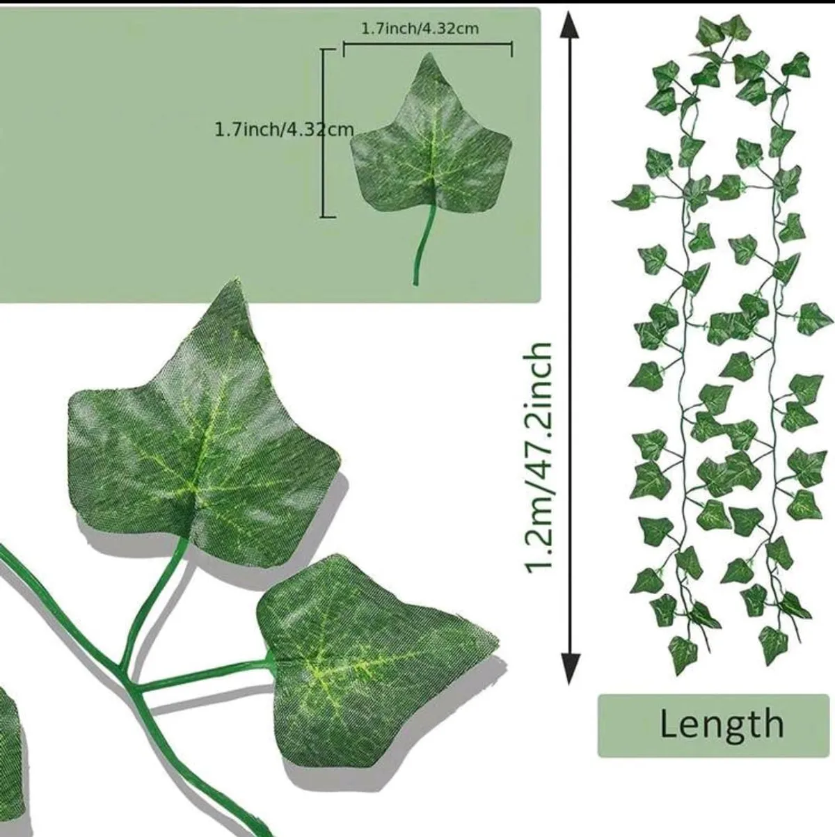 12 Pack Artificial Ivy Vine Garland With 432 Leaves