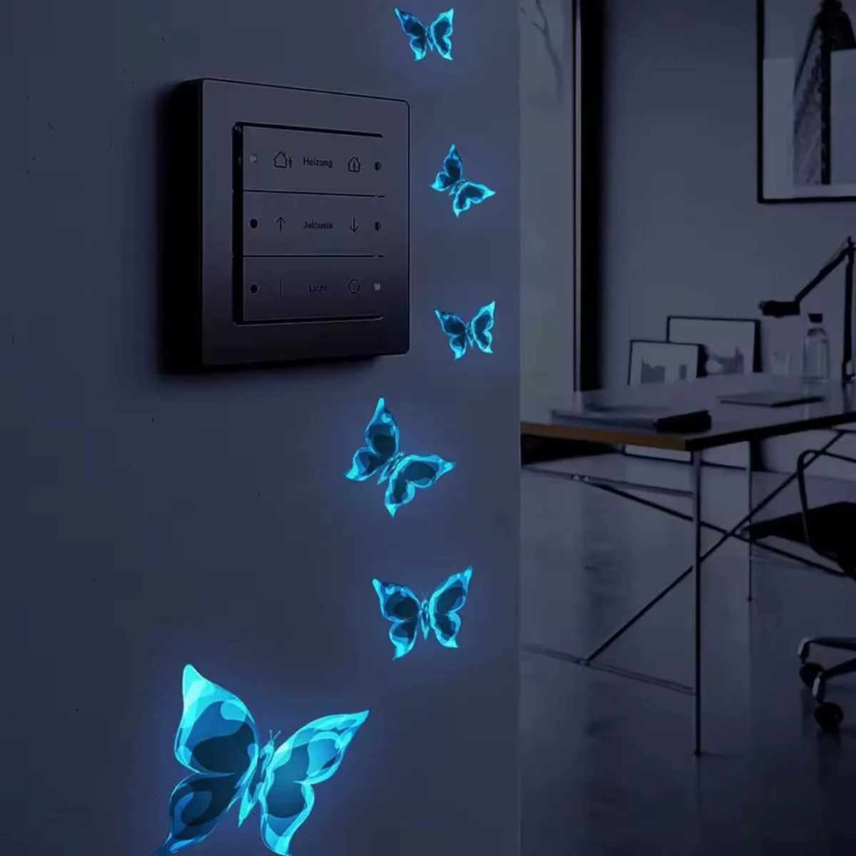 6Pcs Blue Luminous Small Butterfly