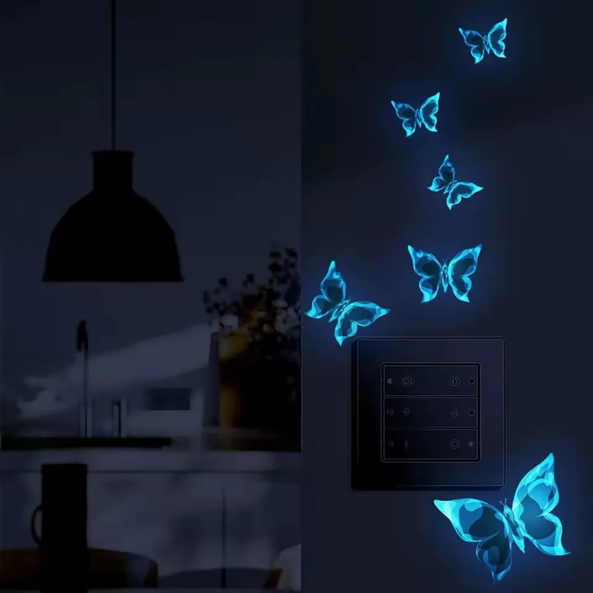 6Pcs Blue Luminous Small Butterfly
