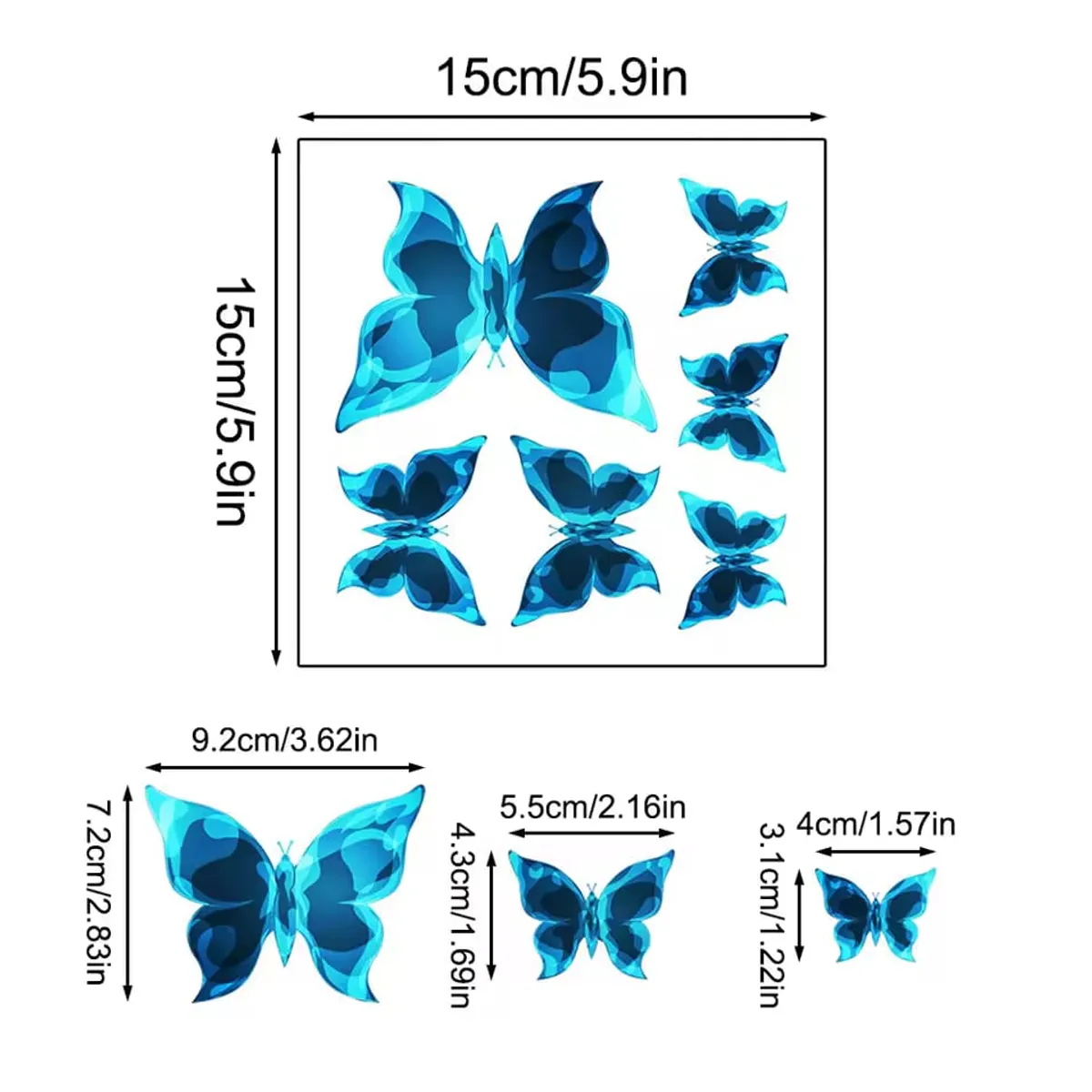 6Pcs Blue Luminous Small Butterfly