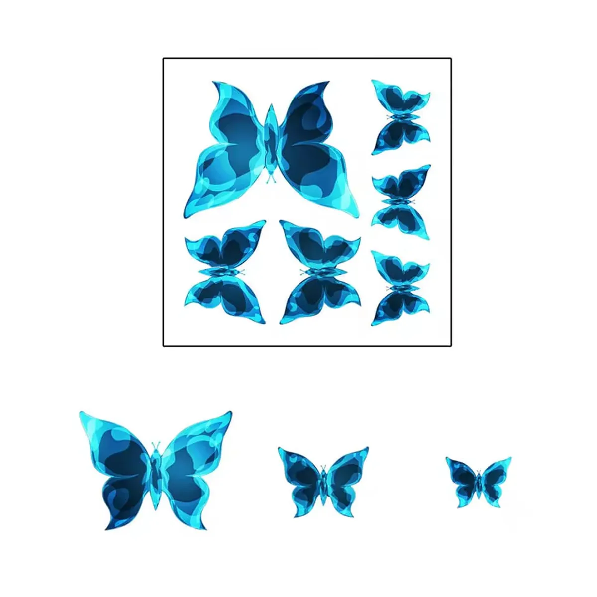 6Pcs Blue Luminous Small Butterfly