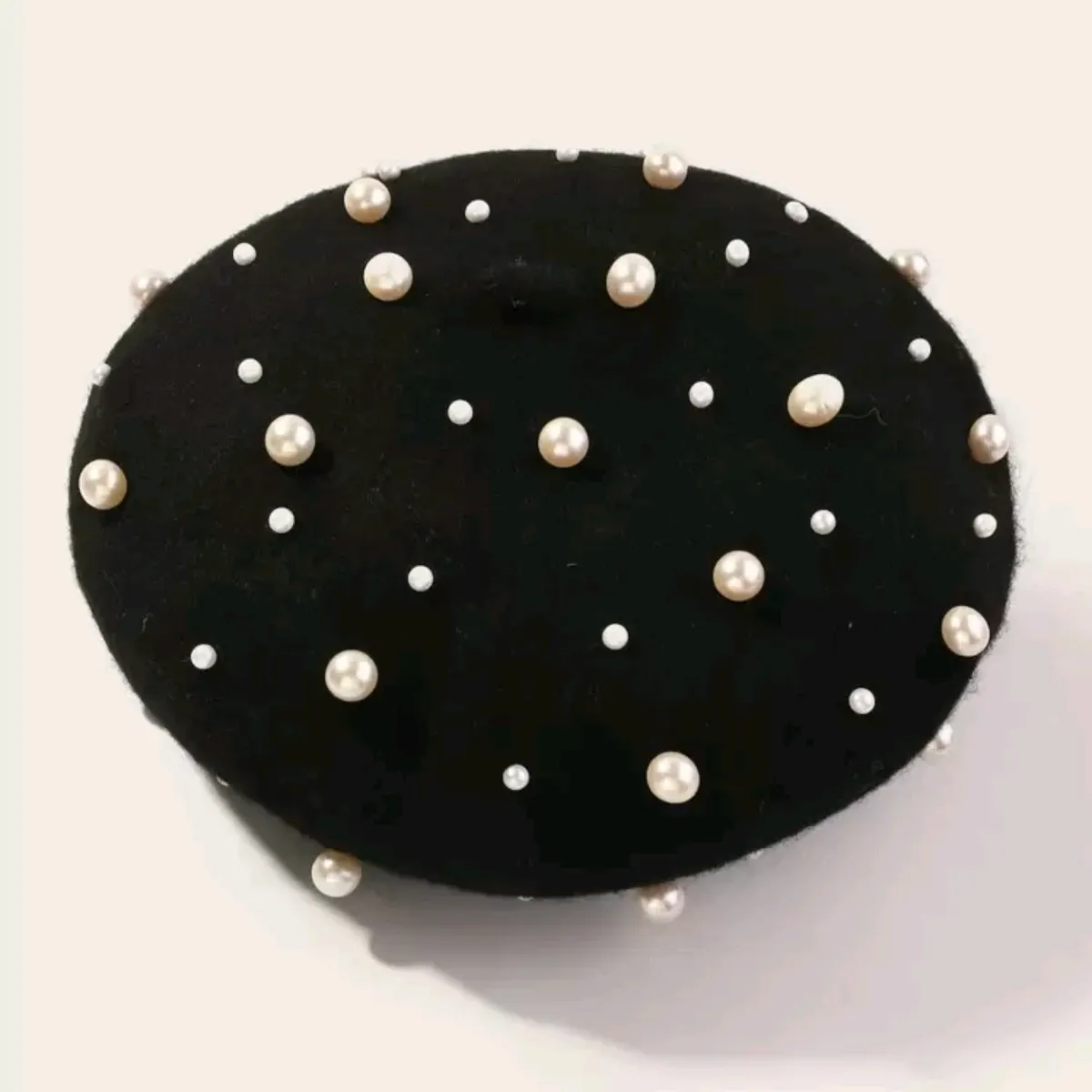 Girls Faux Pearl Decor Berets
