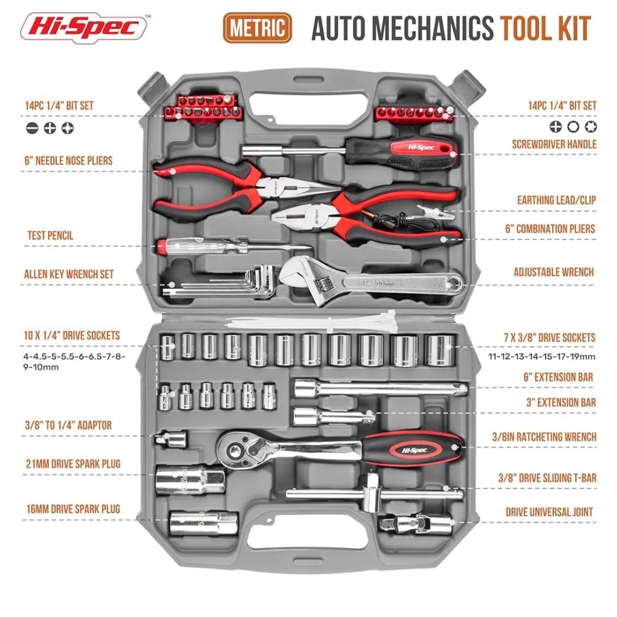 Hi-Spec 67-Piece Auto Mechanics Tool Set